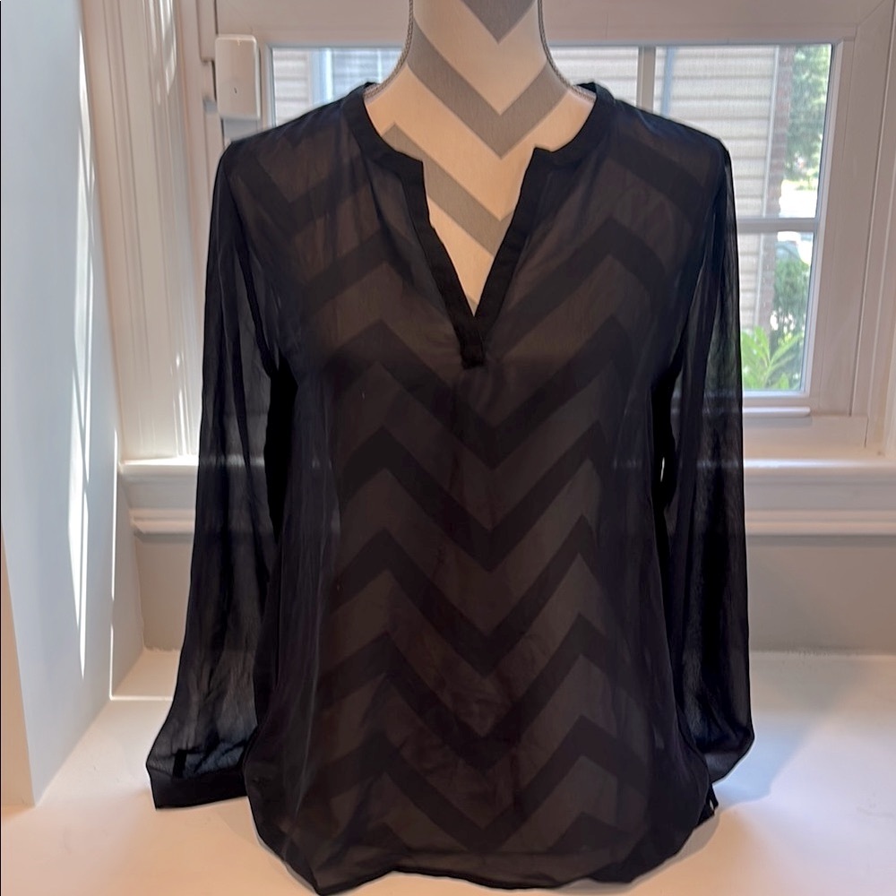 Ann Taylor Navy Blue Sheer Blouse